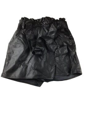 Aeropostale Belted Skorts*Paperbag Waist*XS*Black Pleather*Cosplay*Femboy*VGC